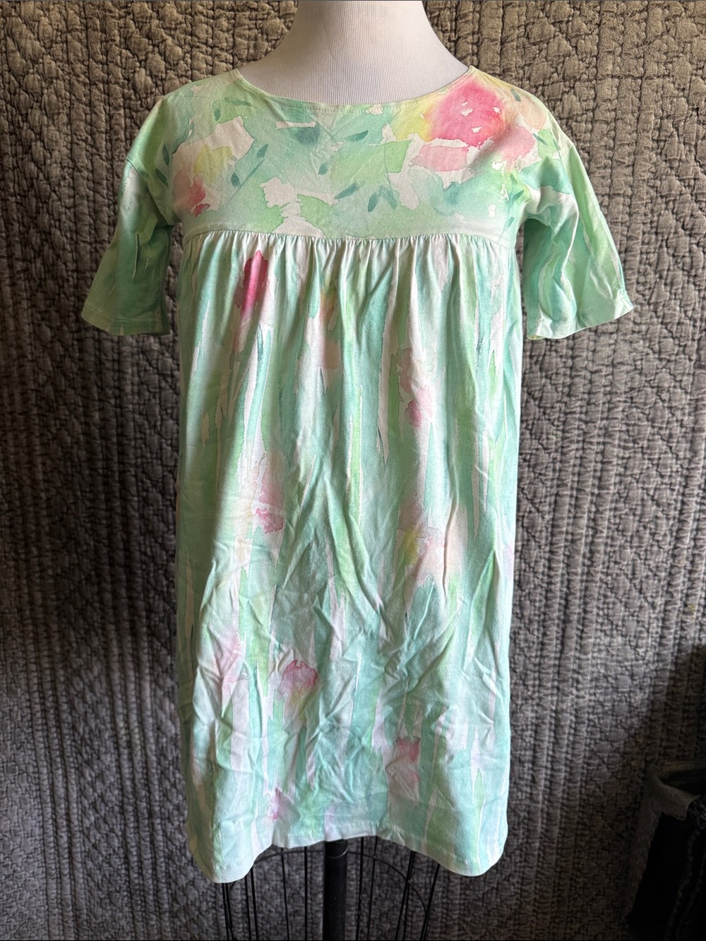Mint Floral Set of Dress and Pans hand crafted-100%Cotton